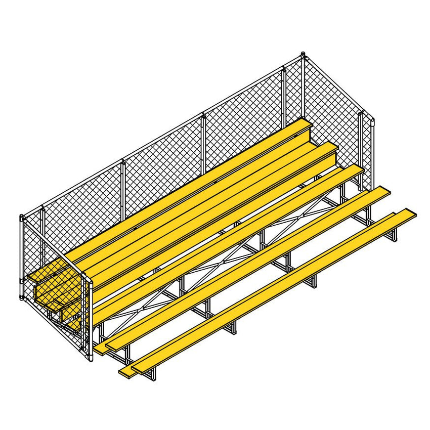 Jaypro Sports Bleacher - Aluminum Bleachers with Chain Link, Powder Coated - Five Rows - 21' L ( BLCH - 521CPC) - SchoolOutlet