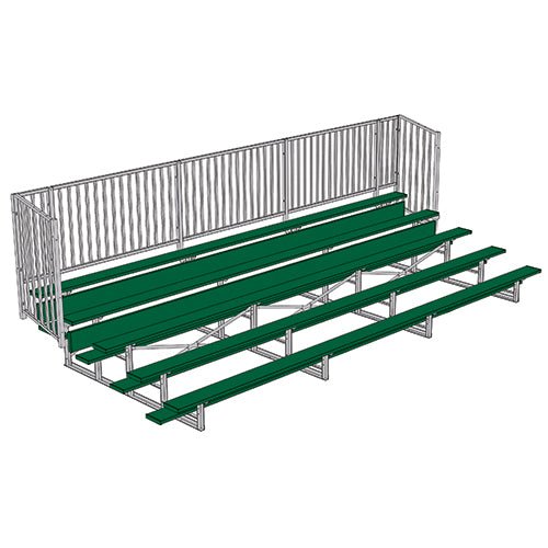 Jaypro Sports Bleacher - 5 Row - Single Foot Plank with Guard Rail, Powder Coated - 21' L (BLCH - 521GRPC) - SchoolOutlet