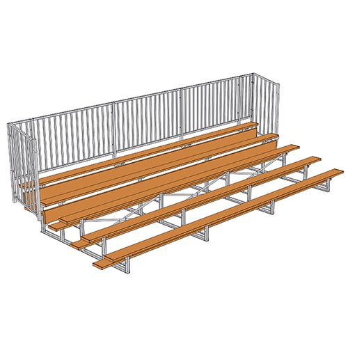 Jaypro Sports Bleacher - 5 Row - Single Foot Plank with Guard Rail, Powder Coated - 21' L (BLCH - 521GRPC) - SchoolOutlet