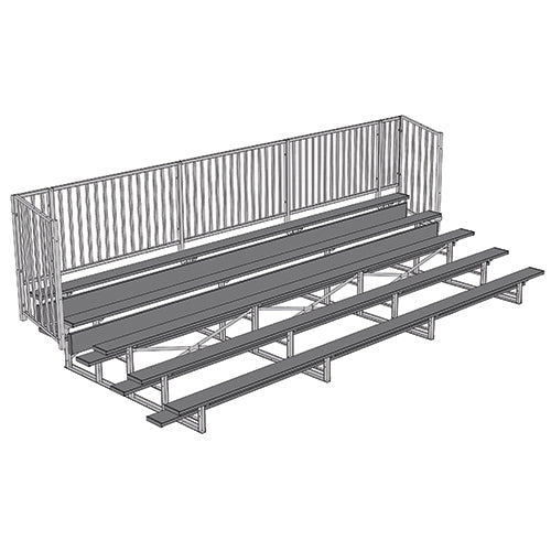 Jaypro Sports Bleacher - 5 Row - Single Foot Plank with Guard Rail, Powder Coated - 21' L (BLCH - 521GRPC) - SchoolOutlet