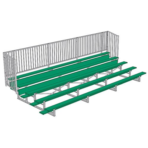 Jaypro Sports Bleacher - 5 Row - Single Foot Plank with Guard Rail, Powder Coated - 21' L (BLCH - 521GRPC) - SchoolOutlet