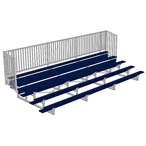 Jaypro Sports Bleacher - 5 Row - Single Foot Plank with Guard Rail, Powder Coated - 21' L (BLCH - 521GRPC) - SchoolOutlet