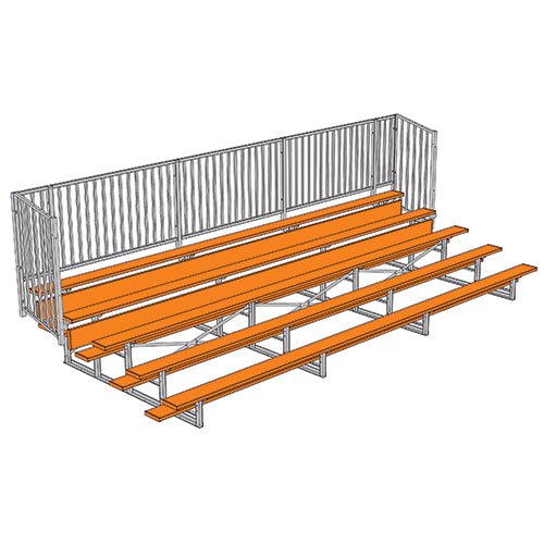 Jaypro Sports Bleacher - 5 Row - Single Foot Plank with Guard Rail, Powder Coated - 21' L (BLCH - 521GRPC) - SchoolOutlet