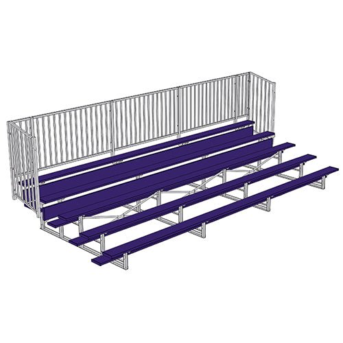 Jaypro Sports Bleacher - 5 Row - Single Foot Plank with Guard Rail, Powder Coated - 21' L (BLCH - 521GRPC) - SchoolOutlet