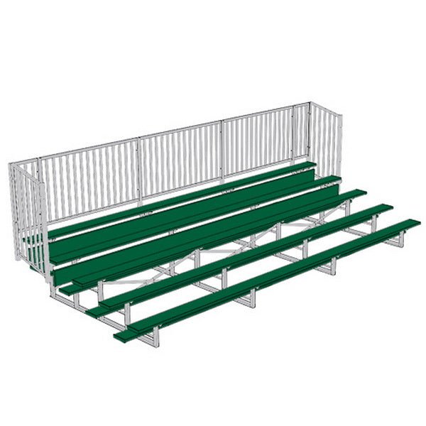 Jaypro Sports Bleacher - 5 Row - Single Foot Plank with Guard Rail, Powder Coated - 21' L (BLCH - 521GRPC) - SchoolOutlet