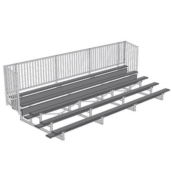 Jaypro Sports Bleacher - 5 Row - Single Foot Plank with Guard Rail, Powder Coated - 21' L (BLCH - 521GRPC) - SchoolOutlet