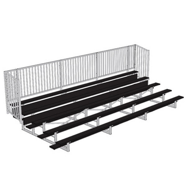 Jaypro Sports Bleacher - 5 Row - Single Foot Plank with Guard Rail, Powder Coated - 21' L (BLCH - 521GRPC) - SchoolOutlet