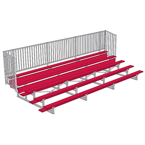 Jaypro Sports Bleacher - 5 Row - Single Foot Plank with Guard Rail, Powder Coated - 21' L (BLCH - 521GRPC) - SchoolOutlet