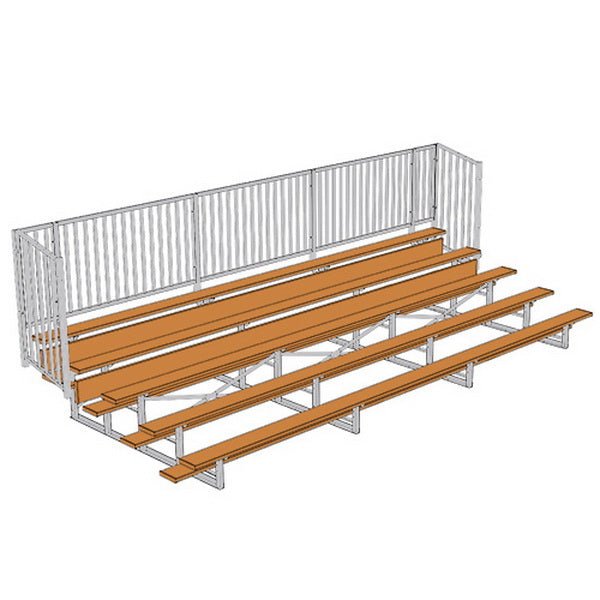 Jaypro Sports Bleacher - 5 Row - Single Foot Plank with Guard Rail, Powder Coated - 21' L (BLCH - 521GRPC) - SchoolOutlet