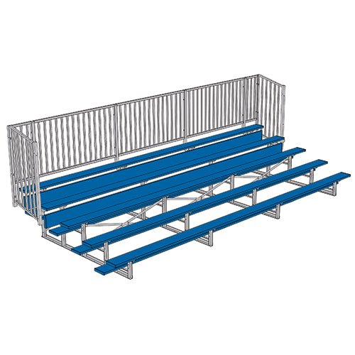 Jaypro Sports Bleacher - 5 Row - Single Foot Plank with Guard Rail, Powder Coated - 21' L (BLCH - 521GRPC) - SchoolOutlet