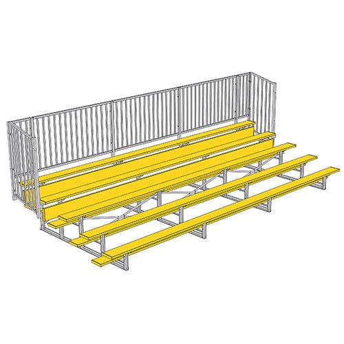 Jaypro Sports Bleacher - 5 Row - Single Foot Plank with Guard Rail, Powder Coated - 21' L (BLCH - 521GRPC) - SchoolOutlet