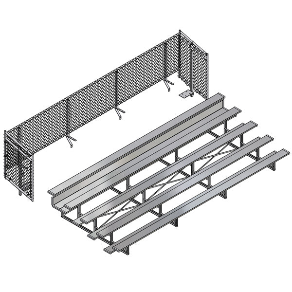 Jaypro Sports Bleacher - 5 Row - Single Foot Plank with Chain Link Rail - 27' L (BLCH - 527C) - SchoolOutlet