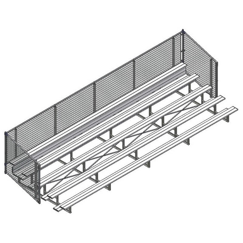 Jaypro Sports Bleacher - 5 Row - Single Foot Plank with Chain Link Rail - 27' L (BLCH - 527C) - SchoolOutlet