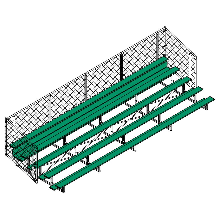 Jaypro Sports Bleacher - 5 Row - Single Foot Plank with Chain Link Rail, Powder Coated - 27' L (BLCH - 527CPC) - SchoolOutlet