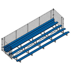 Jaypro Sports Bleacher  - 5 Row - Single Foot Plank with Chain Link Rail, Powder Coated - 27' L (BLCH-527CPC)