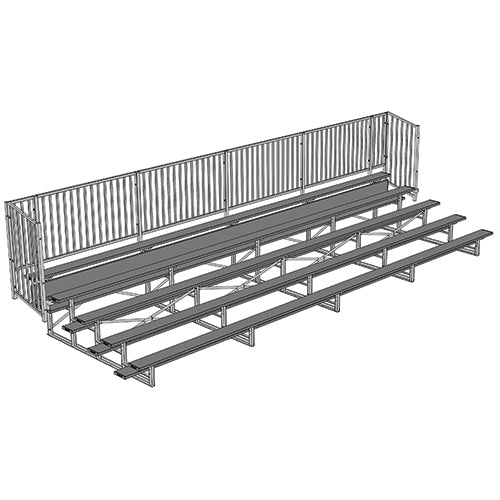 Jaypro Sports Bleacher - 5 Row - Single Foot Plank with Guard Rail, Powder Coated - 27' L (BLCH - 527GRPC) - SchoolOutlet