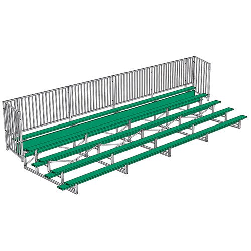 Jaypro Sports Bleacher - 5 Row - Single Foot Plank with Guard Rail, Powder Coated - 27' L (BLCH - 527GRPC) - SchoolOutlet