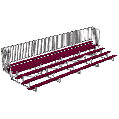 Jaypro Sports Bleacher - 5 Row - Single Foot Plank with Guard Rail, Powder Coated - 27' L (BLCH - 527GRPC) - SchoolOutlet