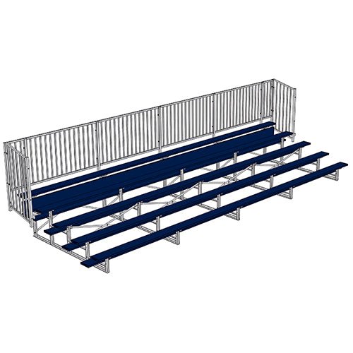 Jaypro Sports Bleacher - 5 Row - Single Foot Plank with Guard Rail, Powder Coated - 27' L (BLCH - 527GRPC) - SchoolOutlet