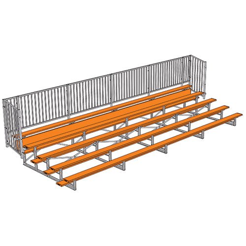 Jaypro Sports Bleacher - 5 Row - Single Foot Plank with Guard Rail, Powder Coated - 27' L (BLCH - 527GRPC) - SchoolOutlet