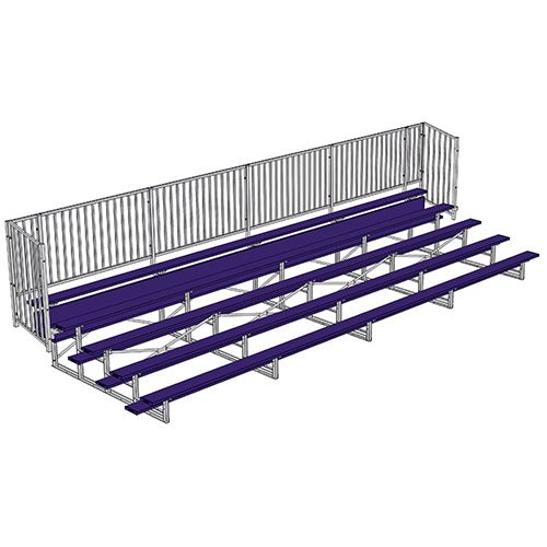 Jaypro Sports Bleacher - 5 Row - Single Foot Plank with Guard Rail, Powder Coated - 27' L (BLCH - 527GRPC) - SchoolOutlet