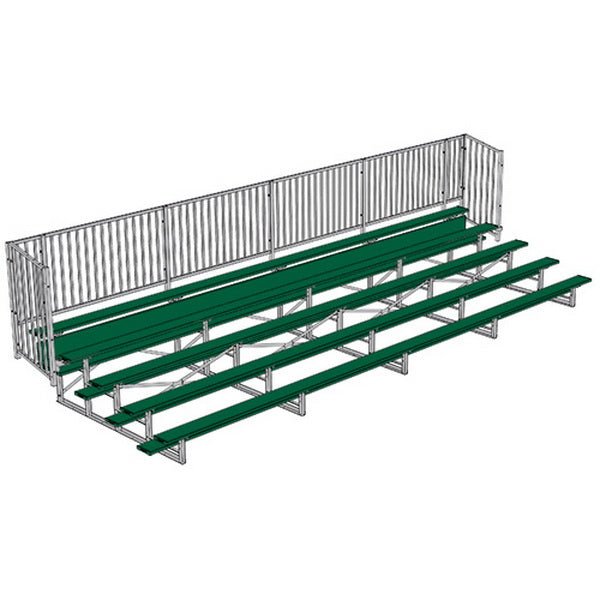 Jaypro Sports Bleacher - 5 Row - Single Foot Plank with Guard Rail, Powder Coated - 27' L (BLCH - 527GRPC) - SchoolOutlet