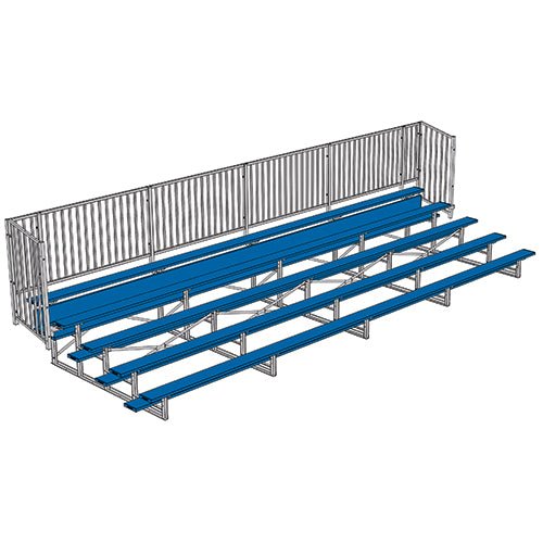 Jaypro Sports Bleacher - 5 Row - Single Foot Plank with Guard Rail, Powder Coated - 27' L (BLCH - 527GRPC) - SchoolOutlet