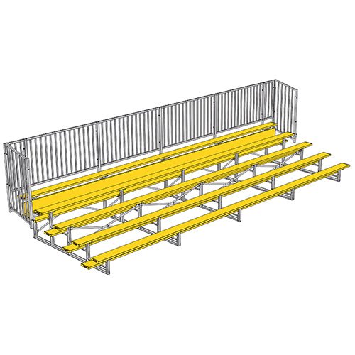 Jaypro Sports Bleacher - 5 Row - Single Foot Plank with Guard Rail, Powder Coated - 27' L (BLCH - 527GRPC) - SchoolOutlet