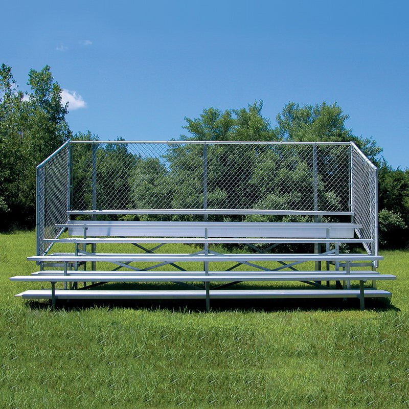 Jaypro Sports Bleacher - 5 Row - Single Foot Plank with Chain Link Rail - 15' L (BLCH - 5C) - SchoolOutlet