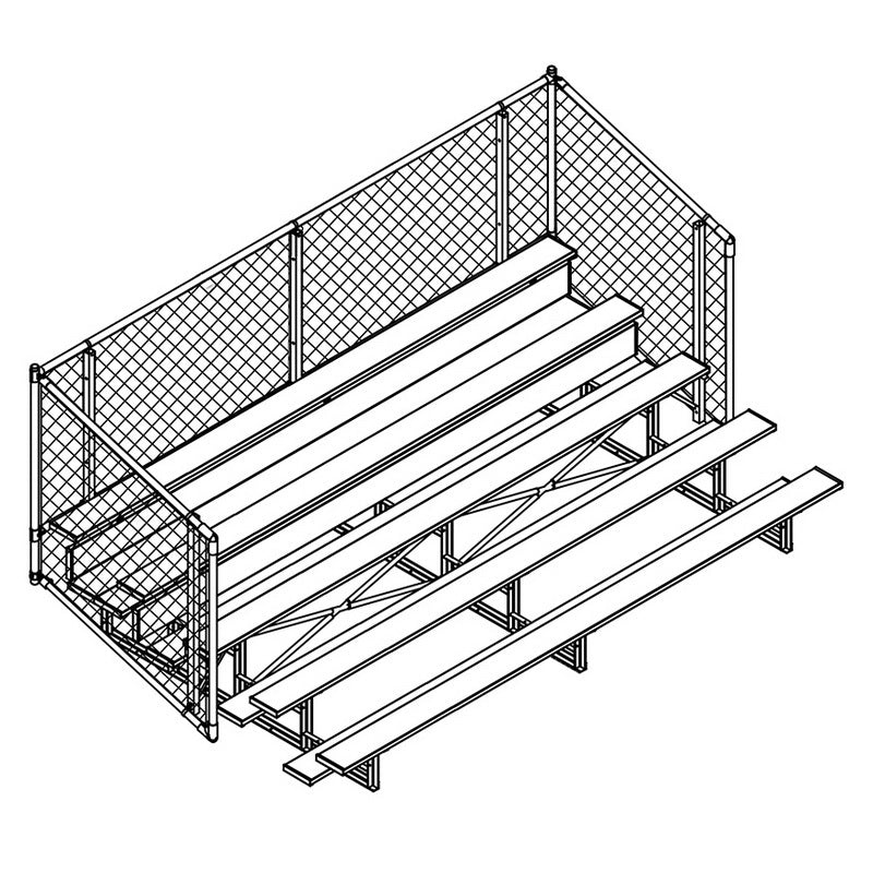 Jaypro Sports Bleacher - 5 Row - Single Foot Plank with Chain Link Rail - 15' L (BLCH - 5C) - SchoolOutlet