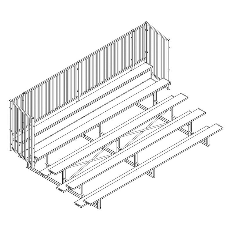 Jaypro Sports Bleacher - 5 Row - Single Foot Plank with Guard Rail - 15' L (BLCH - 5GR) - SchoolOutlet