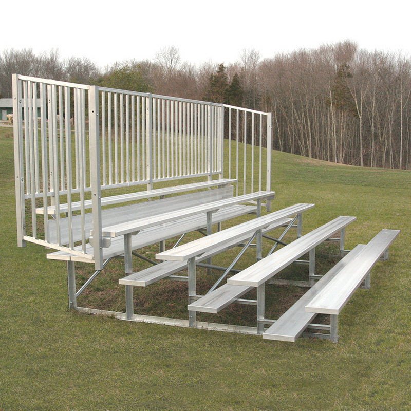 Jaypro Sports Bleacher - 5 Row - Single Foot Plank with Guard Rail - 15' L (BLCH - 5GR) - SchoolOutlet