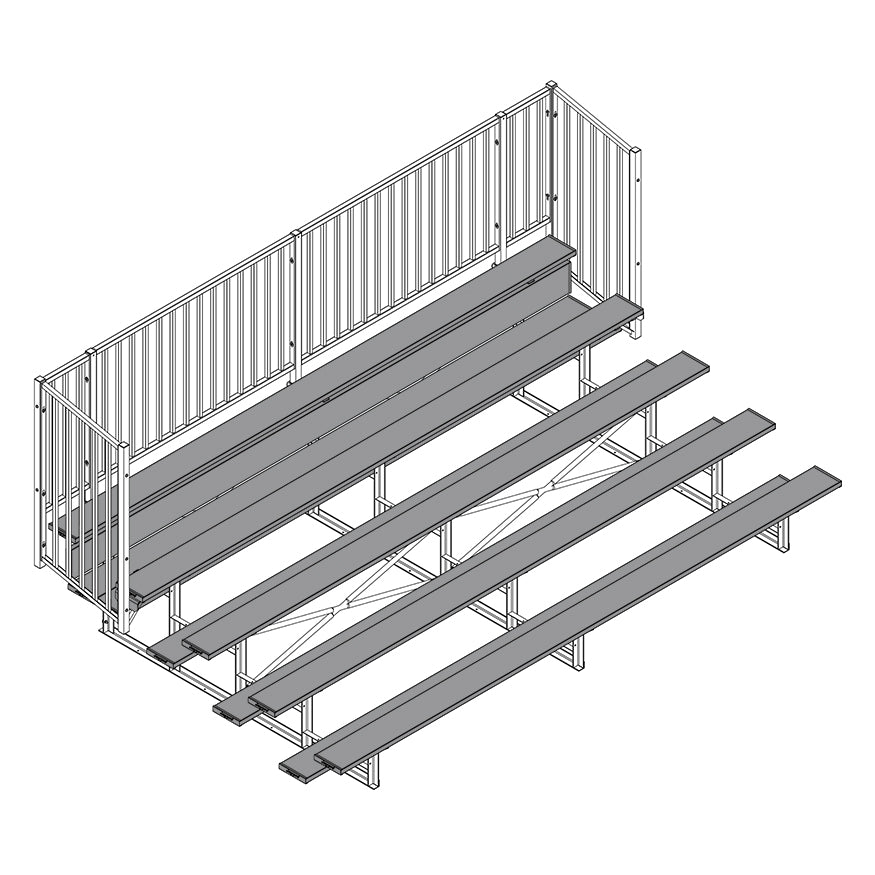 Jaypro Sports Bleacher - 5 Row - Single Foot Plank with Guard Rail, Powder Coated - 15' L (BLCH - 5GRPC) - SchoolOutlet