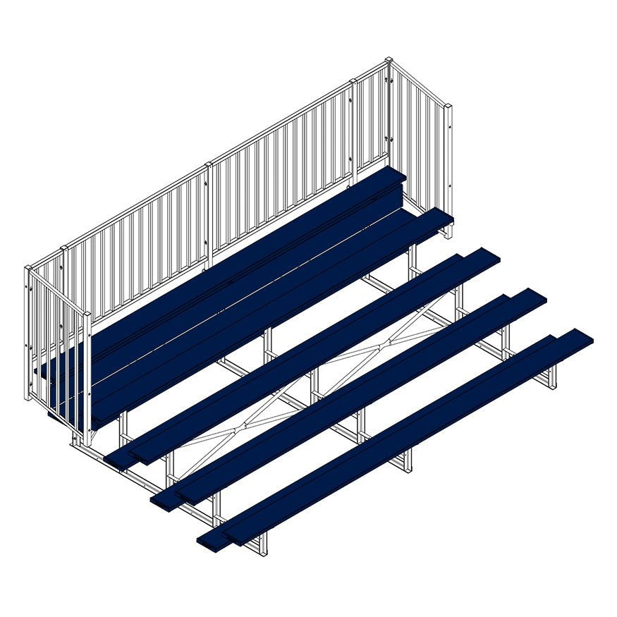 Jaypro Sports Bleacher - 5 Row - Single Foot Plank with Guard Rail, Powder Coated - 15' L (BLCH - 5GRPC) - SchoolOutlet