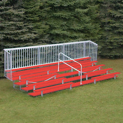 Jaypro Sports Bleacher  - 5 Row - Single Foot Plank with Guard Rail, Powder Coated - 15' L (BLCH-5GRPC)