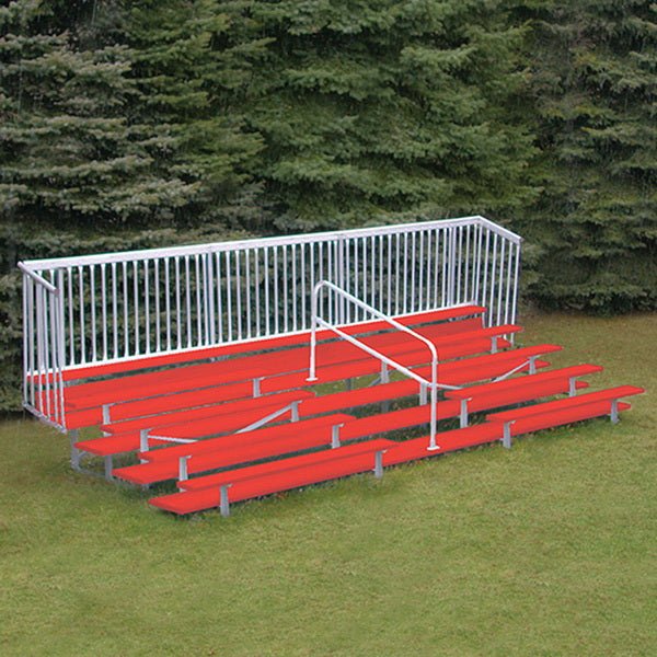 Jaypro Sports Bleacher - 5 Row - Single Foot Plank with Guard Rail, Powder Coated - 15' L (BLCH - 5GRPC) - SchoolOutlet