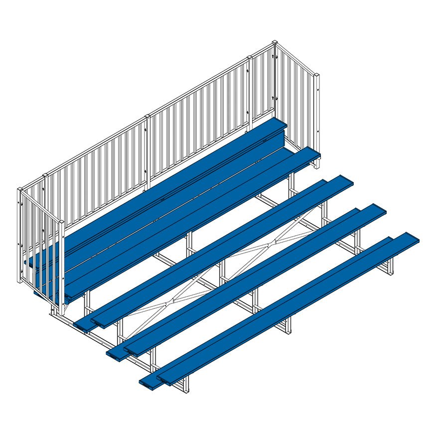 Jaypro Sports Bleacher - 5 Row - Single Foot Plank with Guard Rail, Powder Coated - 15' L (BLCH - 5GRPC) - SchoolOutlet