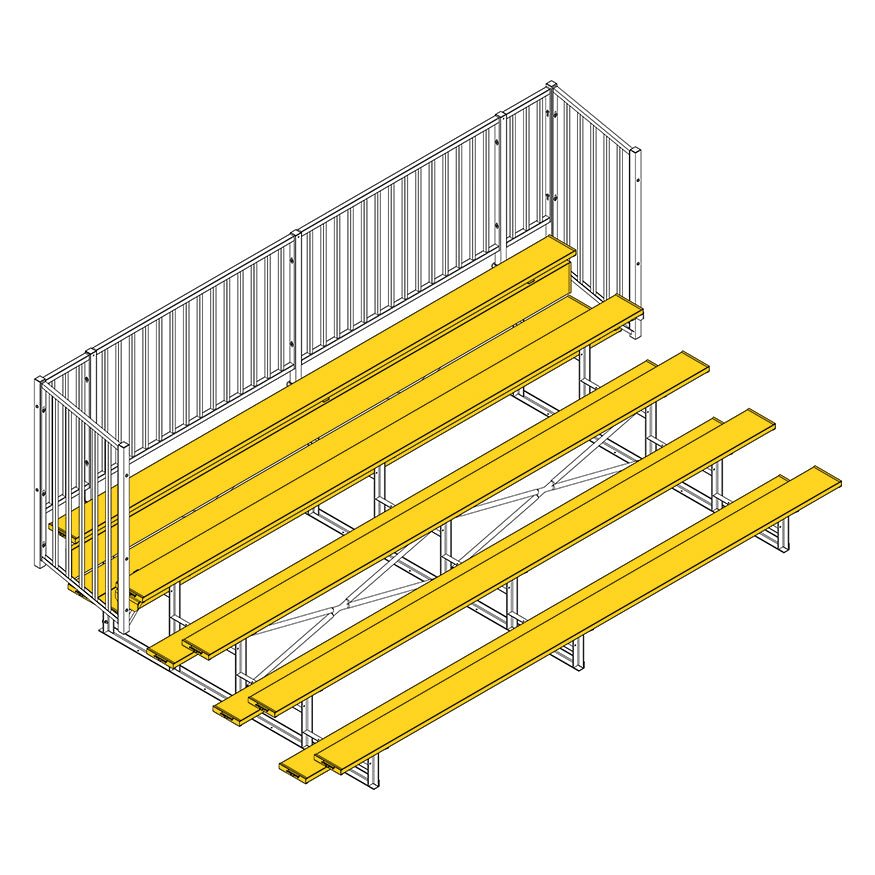 Jaypro Sports Bleacher - 5 Row - Single Foot Plank with Guard Rail, Powder Coated - 15' L (BLCH - 5GRPC) - SchoolOutlet