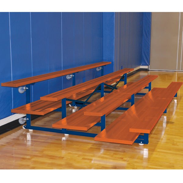 Jaypro Sports Bleacher - 2 Row - Tip & Roll, Double Foot Plank - 21' L (BLDP - 221TRG) - SchoolOutlet