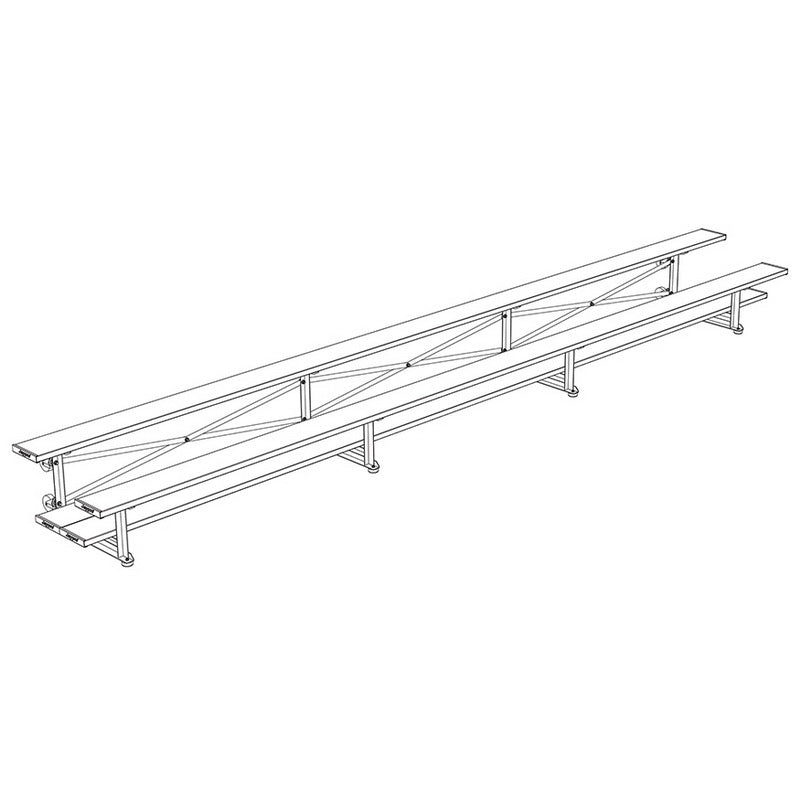 Jaypro Sports Bleacher - 2 Row - Tip & Roll, Double Foot Plank - 21' L (BLDP - 221TRG) - SchoolOutlet