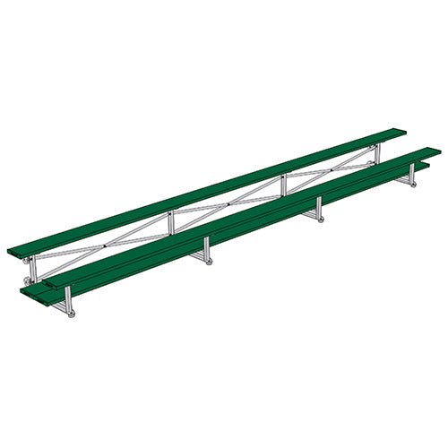 Jaypro Sports Bleacher - 2 Row - Tip & Roll, Double Foot Plank, Powder Coated - 21' L (BLDP - 221TRGPC) - SchoolOutlet