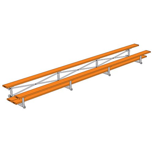 Jaypro Sports Bleacher - 2 Row - Tip & Roll, Double Foot Plank, Powder Coated - 21' L (BLDP - 221TRGPC) - SchoolOutlet