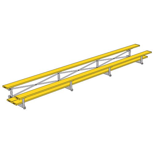 Jaypro Sports Bleacher - 2 Row - Tip & Roll, Double Foot Plank, Powder Coated - 21' L (BLDP - 221TRGPC) - SchoolOutlet