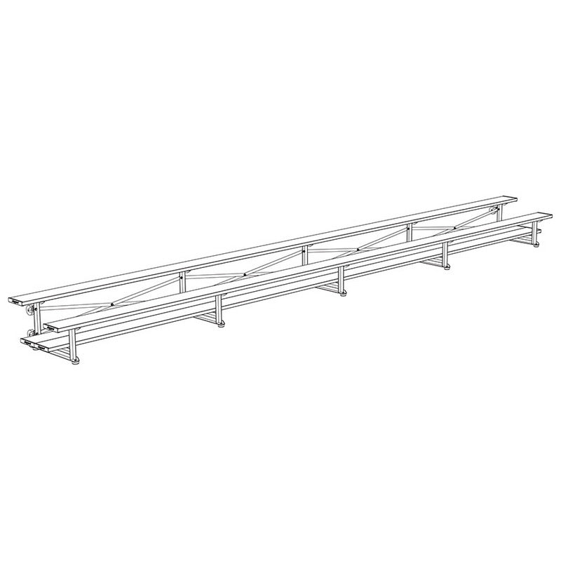 Jaypro Sports Bleacher - 2 Row - Tip & Roll, Double Foot Plank - 27' L ( BLDP - 227TRG) - SchoolOutlet