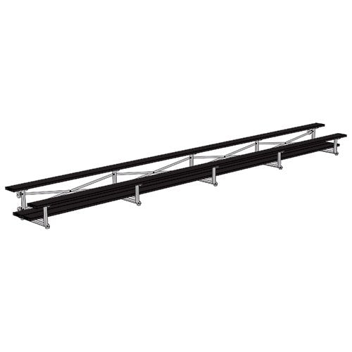 Jaypro Sports Bleacher - 2 Row - Tip & Roll, Double Foot Plank, Powder Coated - 27' L (BLDP - 227TRGPC) - SchoolOutlet