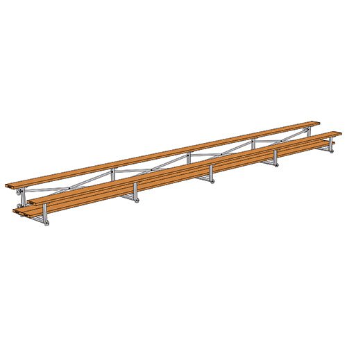 Jaypro Sports Bleacher - 2 Row - Tip & Roll, Double Foot Plank, Powder Coated - 27' L (BLDP - 227TRGPC) - SchoolOutlet