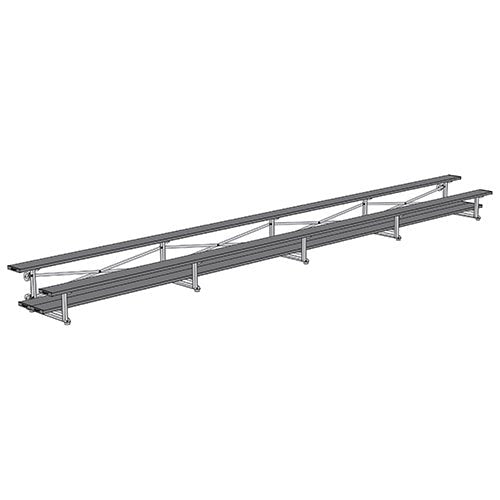 Jaypro Sports Bleacher - 2 Row - Tip & Roll, Double Foot Plank, Powder Coated - 27' L (BLDP - 227TRGPC) - SchoolOutlet