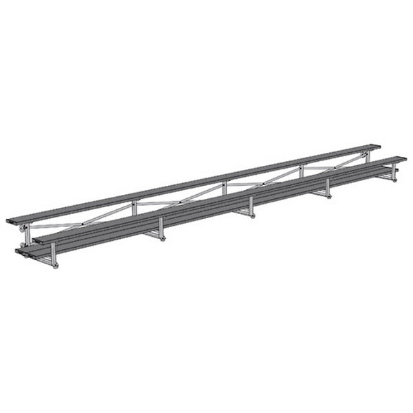 Jaypro Sports Bleacher - 2 Row - Tip & Roll, Double Foot Plank, Powder Coated - 27' L (BLDP - 227TRGPC) - SchoolOutlet