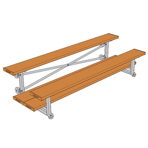 Jaypro Sports Bleacher - 2 Row - Tip & Roll, Double Foot Plank, Powder Coated - 7.5' L (BLDP - 275TRGPC) - SchoolOutlet