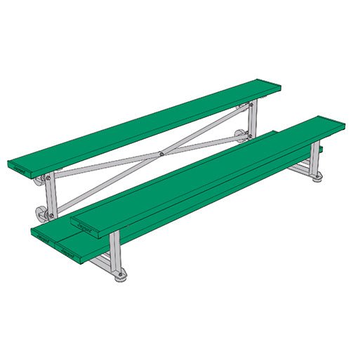 Jaypro Sports Bleacher - 2 Row - Tip & Roll, Double Foot Plank, Powder Coated - 7.5' L (BLDP - 275TRGPC) - SchoolOutlet